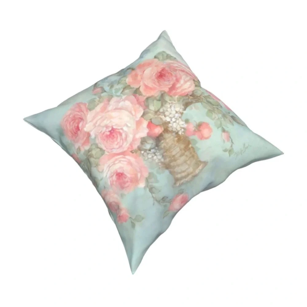 Luxury Home | Elegant Shabby Chic Pink Floral Bouquet Throw Pillow Cover